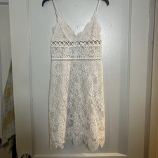 Victoria's Secret Ivory Floral Lace Full Slip Chemise XS Adjustable Strap