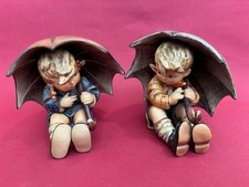 Hummel Goebel Ceramic Figurines Boy And Girl With Umbrella Matt 13/12 Cm