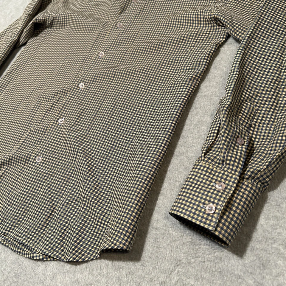 BOGOSSE M Gingham Dress Shirt Yellow Blue Long Sleeve Mens Size 2 (Small) - Image 2 of 4