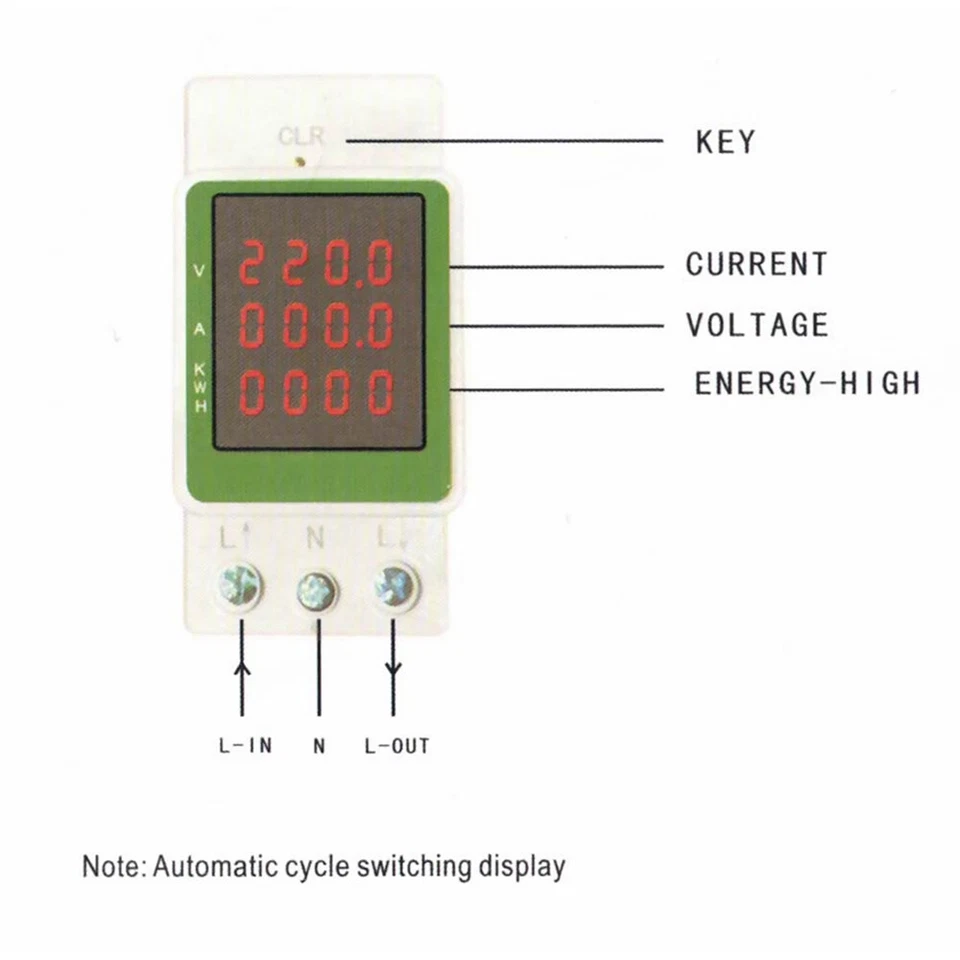 Monitor Watt Power KWH Din Rail AC 110V 220V 100A Voltímetro Medidor de Energía Eléctrica Foto 2 de 4