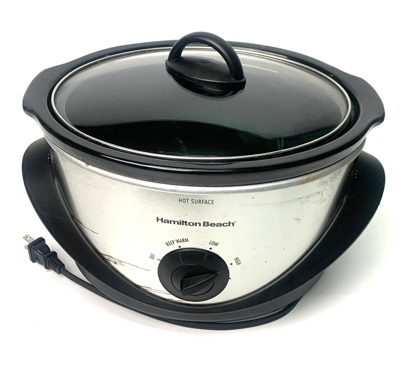 Hamilton Beach Slow Cooker 33141 4Qt with Lid Silver 3 Settings 216 WATTS