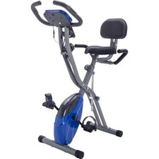 Folding Exercise Bike with Arm Bands and Backrest Color Black Blue