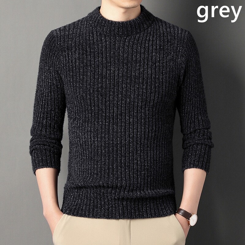Men Thick Knitted Top Jumpers Business Sweater Pullover Stretch Warm Casual Slim