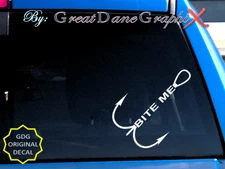 BITE ME Fishing Fish Hook #2 -Vinyl Decal Sticker -Color Choice -HIGH QUALITY