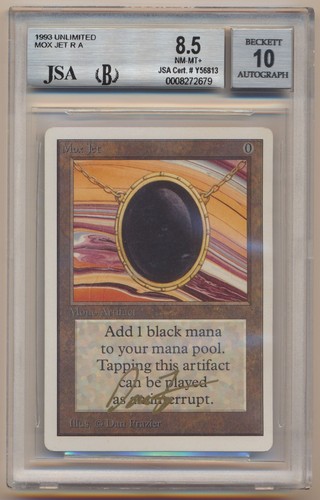 BGS 8.5 Auto 10 MTG Magic the Gathering Dan Frazier Unlimited Mox Jet NM/MINT!