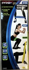 Pro Strength 3 Pack Resistance Band Set - Light Medium  Heavy Color Coded - New