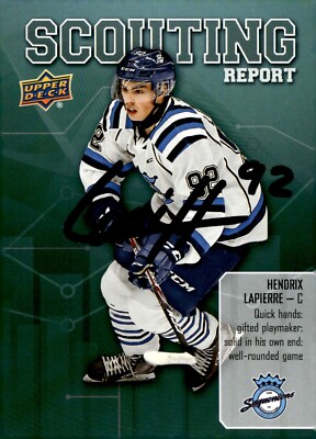 Hendrix Lapierre - Signed 2019-20 Upper Deck CHL Scouting Report Card #SR-11