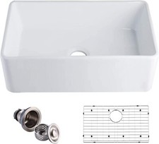 30''L x 18''W Fireclay Farmhouse Single Bowl Kitchen Sink LARGE BOWL DESIGN