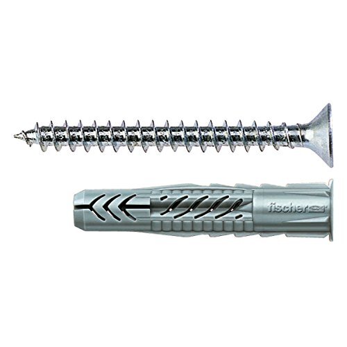 Fischer 50 Tasselli UX con vite, 6 x 50 mm, per Muro pieno, Mattone Forato, Cart