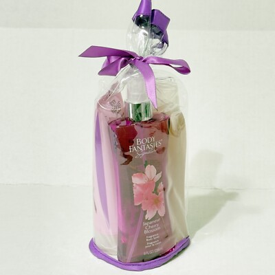 Japanese Cherry Blossom Body Fantasies 3pc Gift Set Body Spray, Wash, Lotion NEW