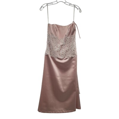 After Six Women's Spaghetti Strap Midi Sheath Dress Pink/Ivory Lace Size 10