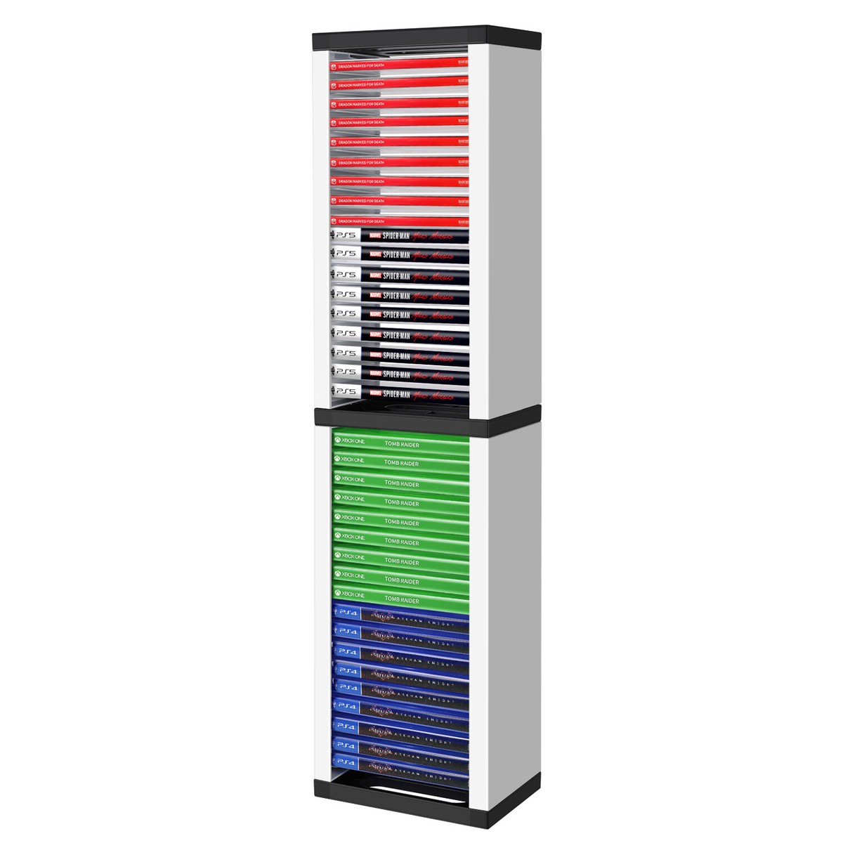 White Video Game Storage Tower for PS5, PS4, PS3, Nintendo