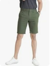 VINCE Men's Slim Fit 165 Chino Cotton Row Edge Cutoff Short In Camp Olive 30