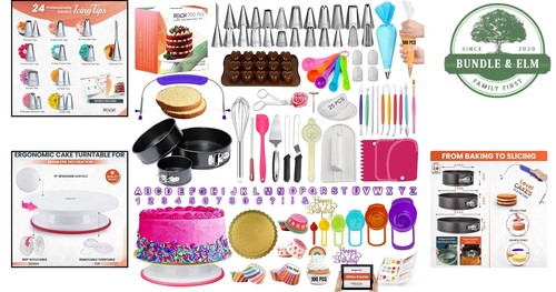 Cake Decorating Kit Silicone 700 Pcs Includes Tools, Turntable, Piping Tips - Picture 2 of 10
