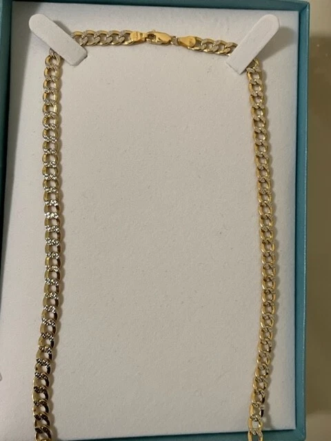 10K Solid Two Tone Gold Cuban Link Chain Necklace 26'' MSRP $1799 - Image 3 of 3