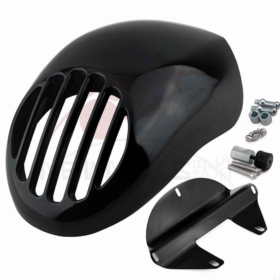 Máscara de visera de carenado de capó de faros negros para Harley Davidson Sportster Dyna Foto 2 de 4