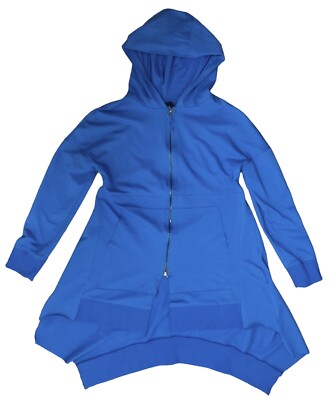 PAL OFFNER Hooded Sweatshirt Coat Relaxed Zip Pocket Asymmetric Lagenlook 1/XS