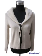 NWT NOBO Tan Ribbed Removable Faux Fur Collar Cardigan Sweater Sz XXL 19