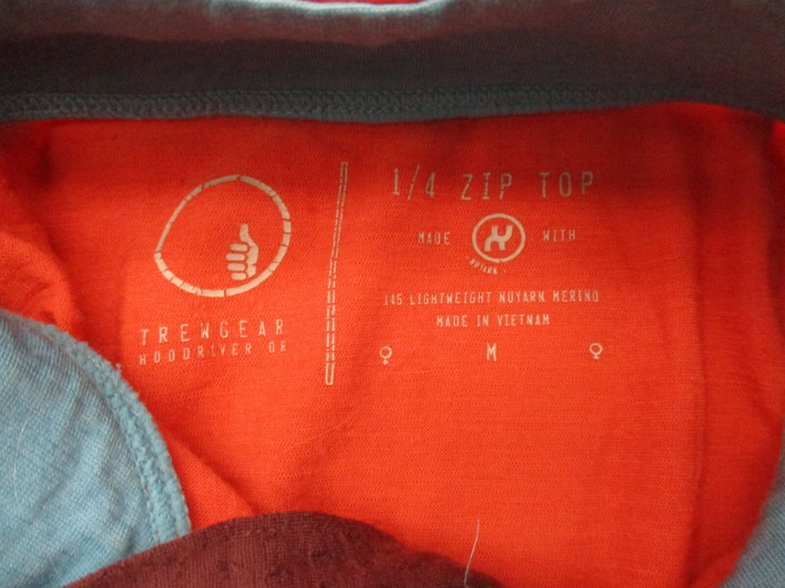 TREW GEAR Size M Womens Merino Wool 1/2 Zip Stand Collar Athletic Pullover 761