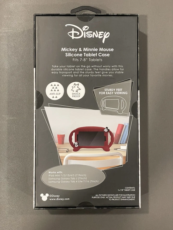 New Disney Mickey & Minnie Silicone Tablet Case Fits 7-8” Tablet iPad MiniGalaxy - Image 2 of 3