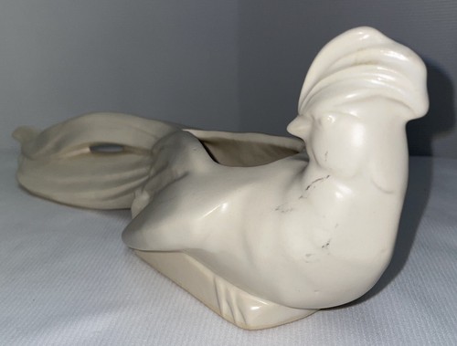 Vintage McCoy Semi Gloss White Long Tailed Pheasant Bird of Paradise Planter - Picture 4 of 11