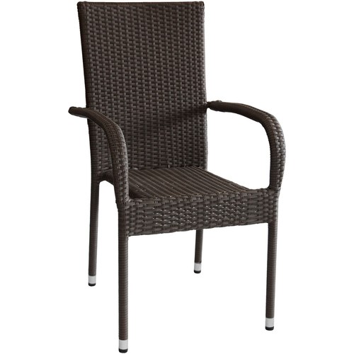 Poly Rattan Sessel Gartenstuhl Stapelstuhl Rattanstuhl stapelbar braun-meliert