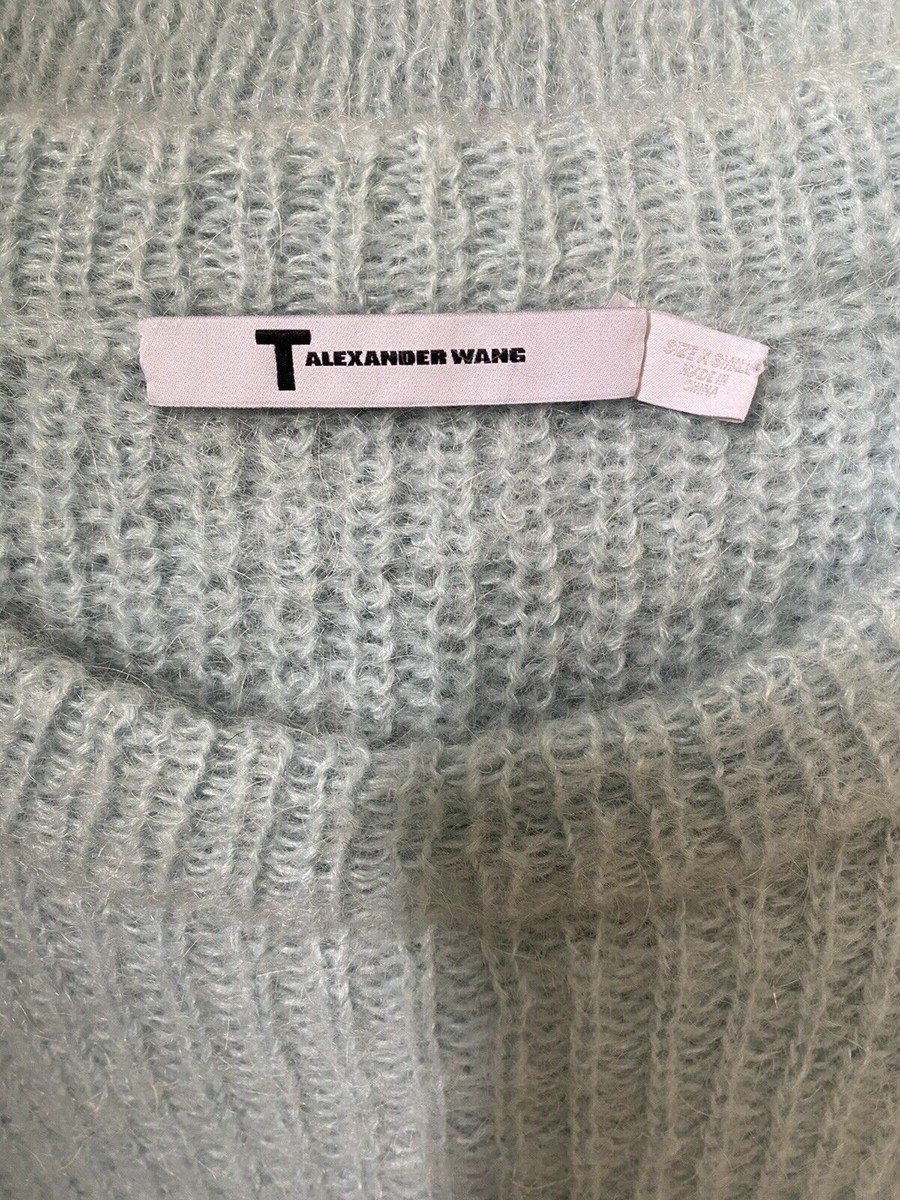 トップス Alexander Wang Mohair Long Knit T by Alexander Wang Mohair Knit Crewneck Sweater Glass Light