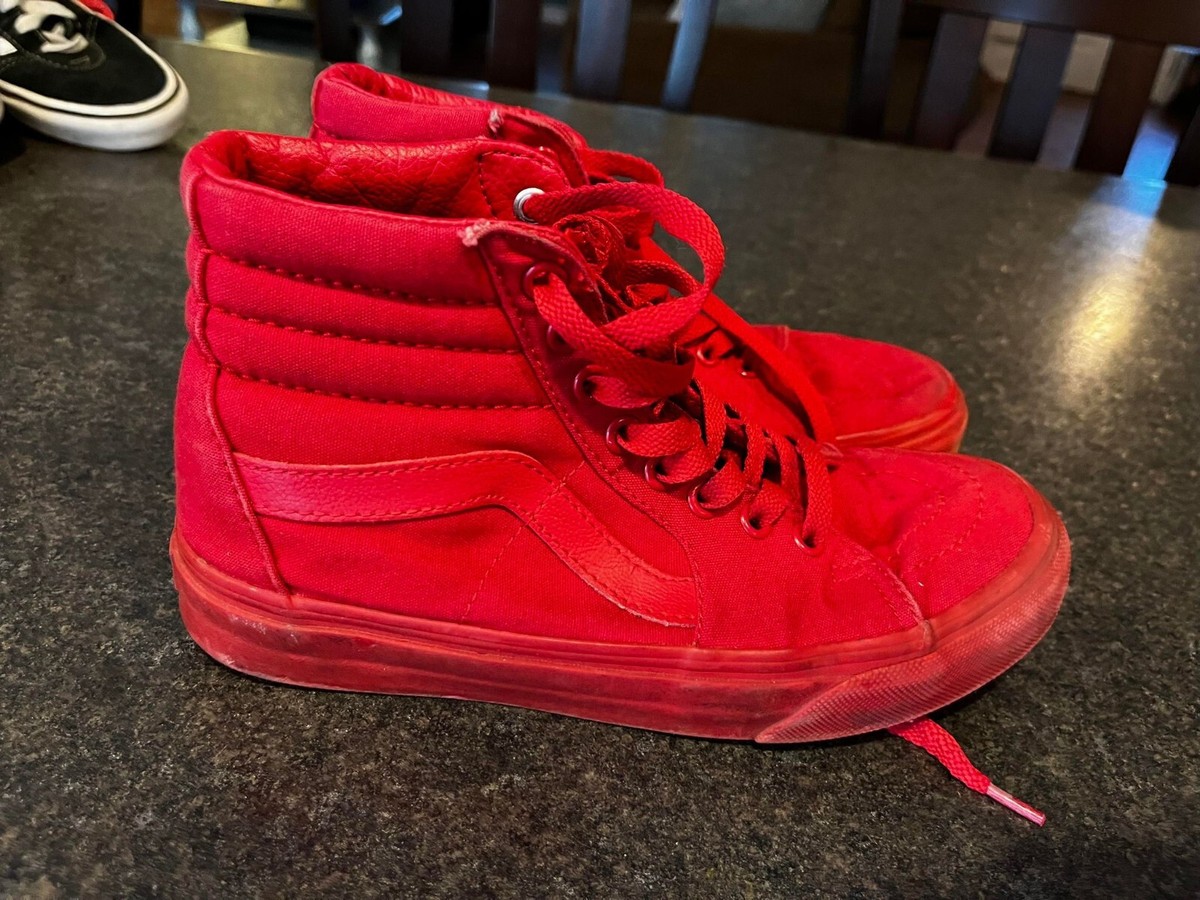 【90s Vans】 SK8-HI red vintage sneakers Vintage VANS Sneakers Made in USA Authentic High Top 90s Red