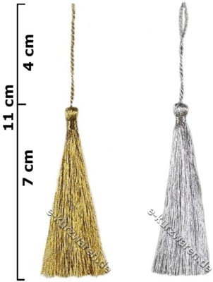 Quaste/Raffhalter 7 cm mit Kordel 4cm LUREX Stoff Silber Gold glänzend Deko