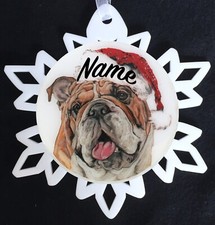 Santa English Bulldog Dog Breed Personalized Christmas Ornament