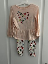 Cat Jack 3T Light Peach Heart Lights Christmas Shirt Leggings