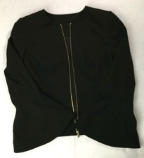 Calvin Klein Lined Blazer Sz S Long Sleeve Golden Full Zip Round Neck Womens