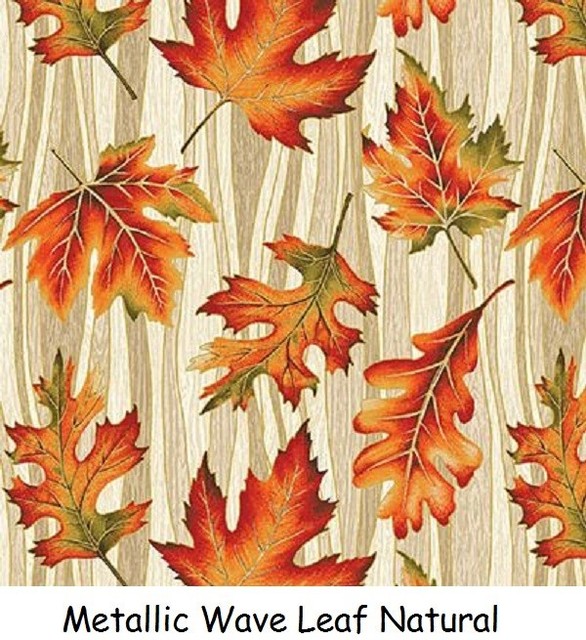 Autumn Leaves Metallic Accents cotton quilt fabric BTY Benartex Tossed