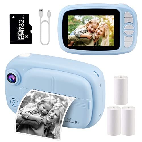 GlobalCrown Instant Camera for Kids,Camera Instant Print 3.5 Inch Screen Video-image