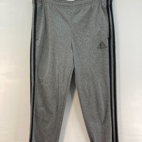 Adidas Joggers Mens Small Gray Three Stripe Sides Elastic Waist Sweatpants - Picture 4 of 14