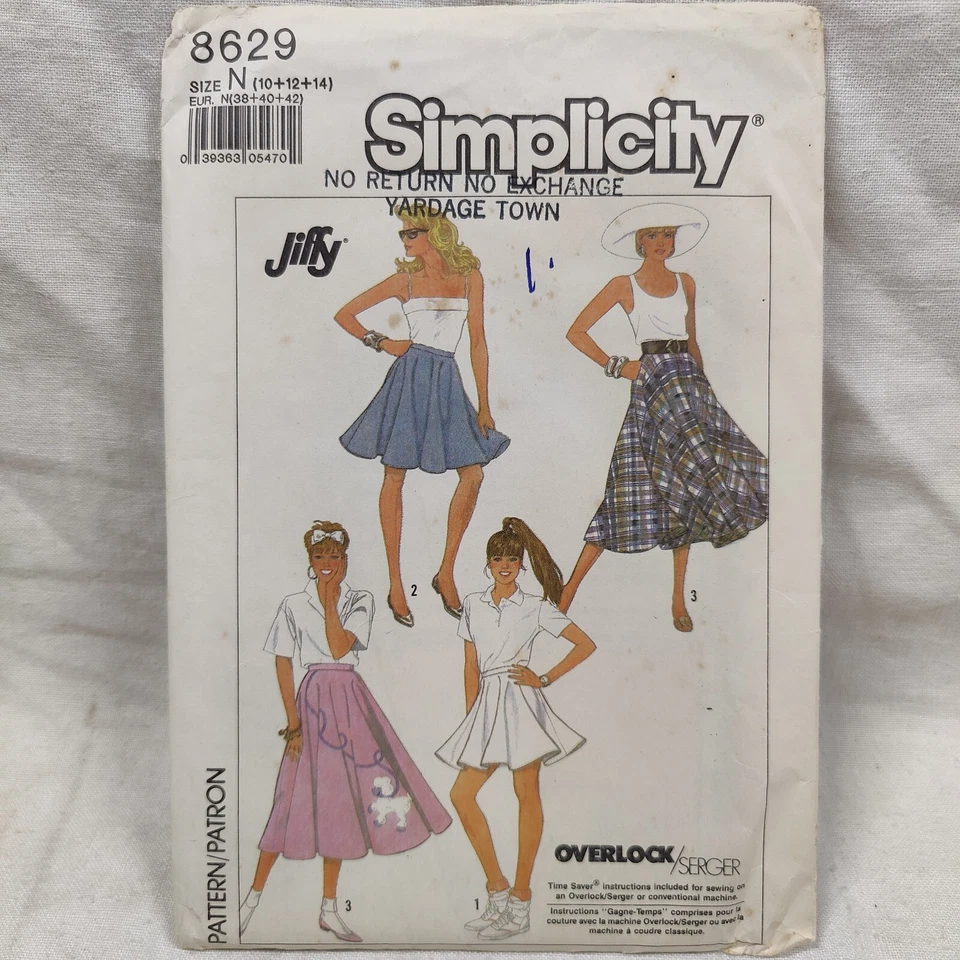 1988 Simplicity Sewing Pattern 8629 Circle Skirt Adult Womens Size 10-14 Uncut - Image 3 of 4