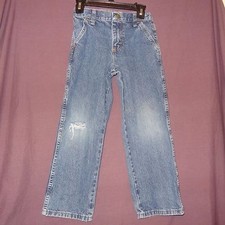 Blue Jeans Denim Boys Size 7 Regular Ripped Knee Adjustable Waist
