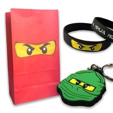 NINJA THEMED FILLED PARTY BAGS - WRISBAND & KEYRING (SINGLE SET)