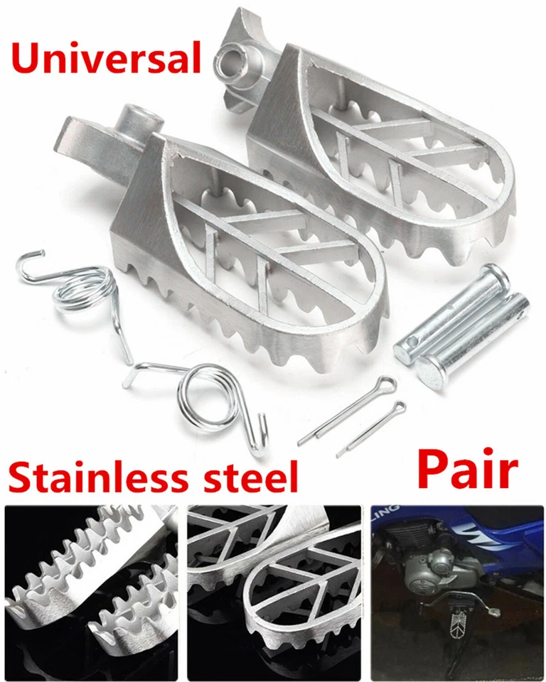 Juego de estriberas traseras de acero inoxidable universales para motocicletas de carreras Foto 3 de 4
