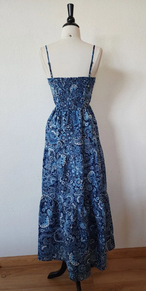 Anthropologie Maxi Dress New Size Medium Floral Blue Bridgerton Romantic Boho - Image 3 of 4