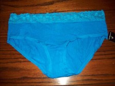 NWT FELINA MODAL SPANDEX LACE WSTBND HIPSTER PANTIES 730755 AUBRIE ULTRA BLUE L