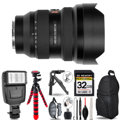 Sony FE 12-24mm f/2.8 GM Lens - Slave Flash + Tripod - 32GB Accessory Bundle