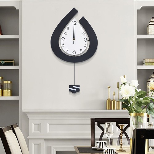Modern Teardrop Shape Wall Clock Pendulum Clock Wall Mounted for Home Decoration