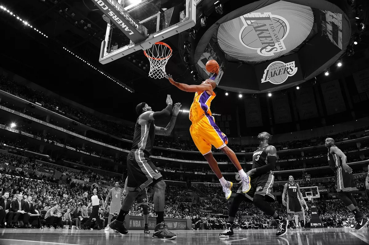 Kobe Bryant Black and White Basketball Canvas Poster Wall Art