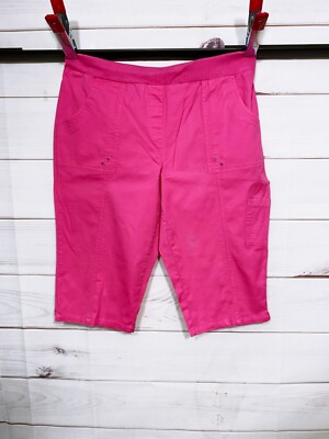 CJ Banks Womens Capri Pants Size 16W Pink Elastic Waist Pockets Pull On 