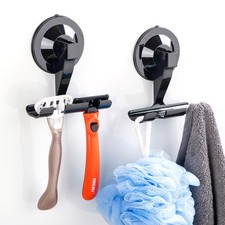 Razor Holder for Shower, 2 Pack Suction Cup Hooks, Powerful Shower Shaver Hol...