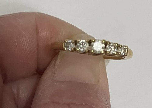 1CTW 5 stone natural anniversary Diamond Ring 14KY Gold