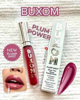 Buxom PLUM POWER Plump Shot Sheer Tint Lip Serum Full Size BNIB Collagen GLOSS