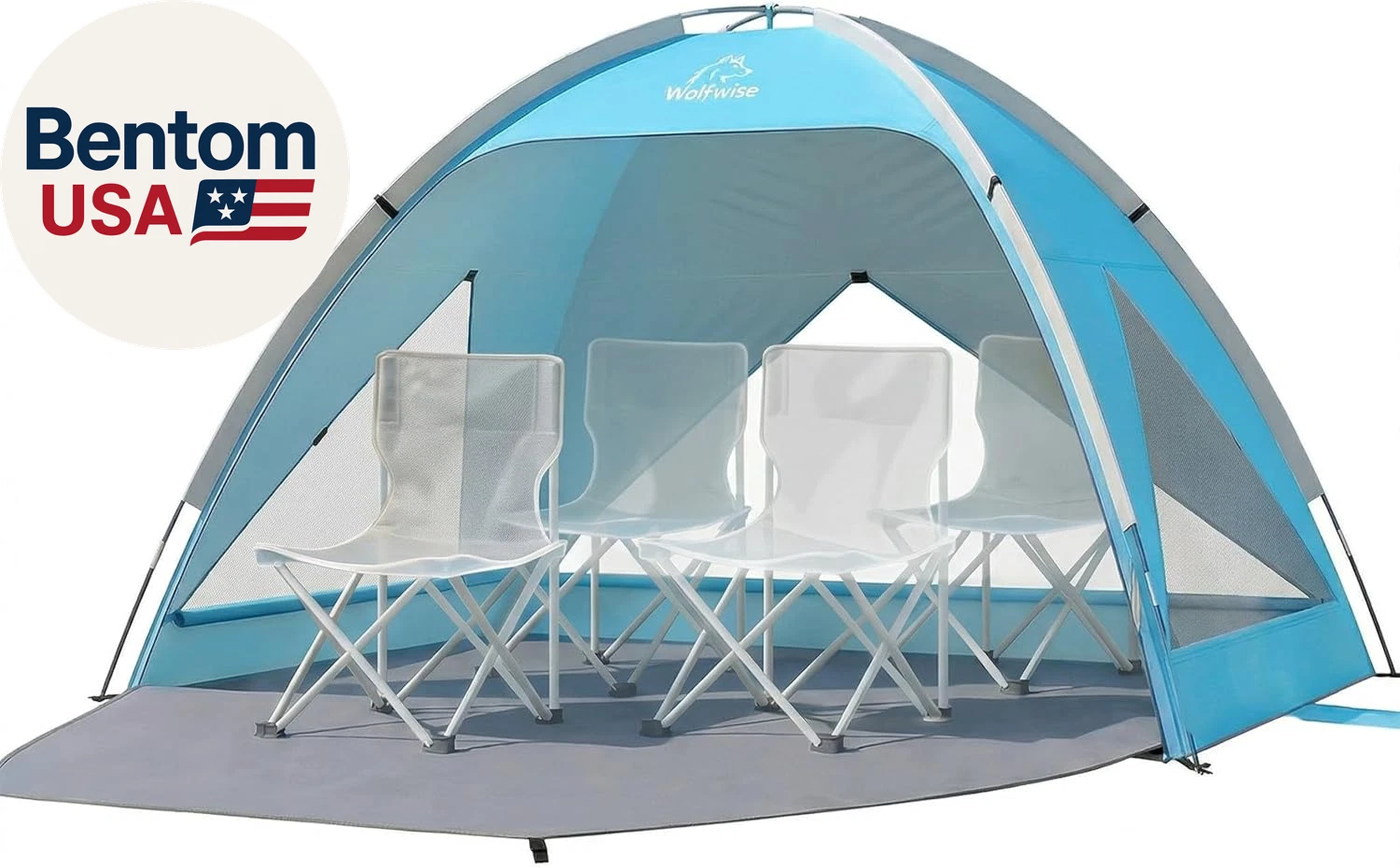 Large Beach Tent Sun Shelter for 3-4 Person, Spacious Sun Shade UPF 50+ UV Prote