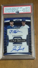 2025 LEAF Signature Series Ryne Sandberg Greg Maddux Blue Shim 1/1 Auto PSA 10